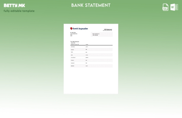 Модерен стил, шаблон за зборови за изводи за банкарски изводи на Israel Bank Hap